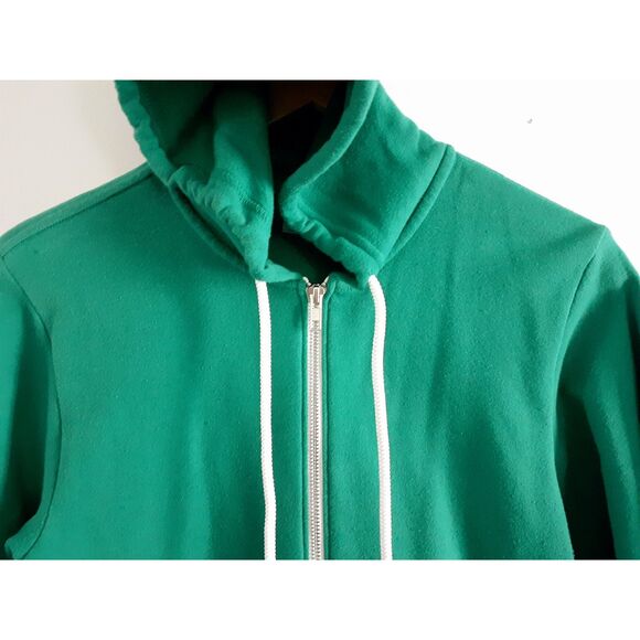 Canvas Womens Solid Green Fleece Full Zip Drawstring Sweatshirt Hoodie XS - Picture 6 of 12